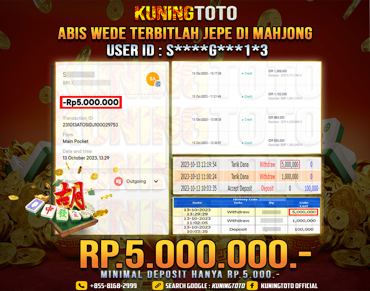 Bukti JP Slot Kuning toto 13 Oktober 2023 Mahjong Ways 