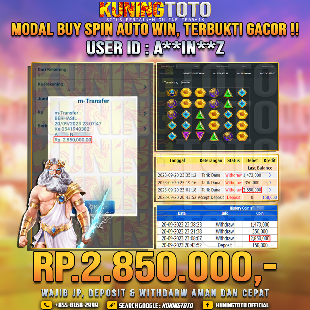 Bukti JP Slot Member KUNING TOTO 20 September 2023 Gates Of Olympus