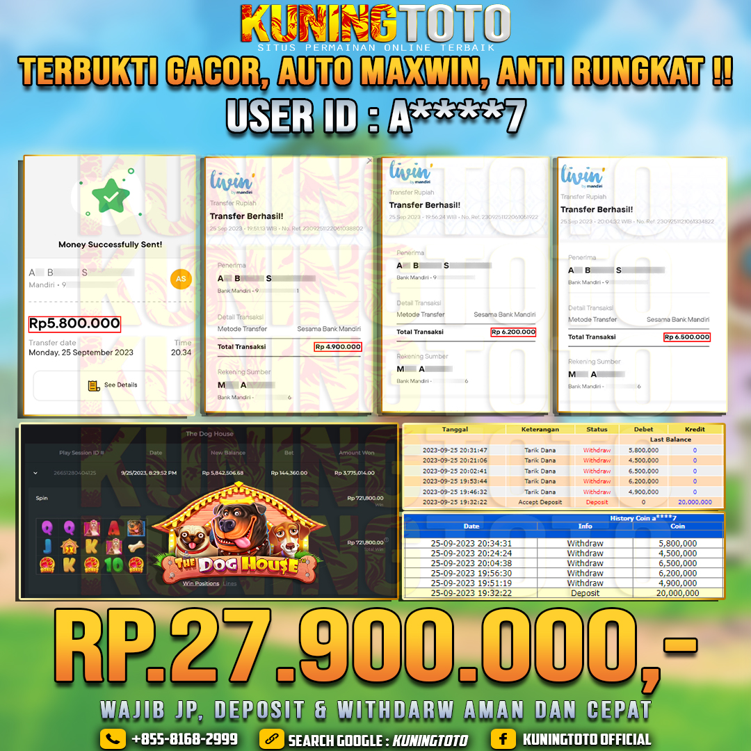 Bukti JP Slot Member KUNING TOTO 25 September 2023 The Dog House Multihold