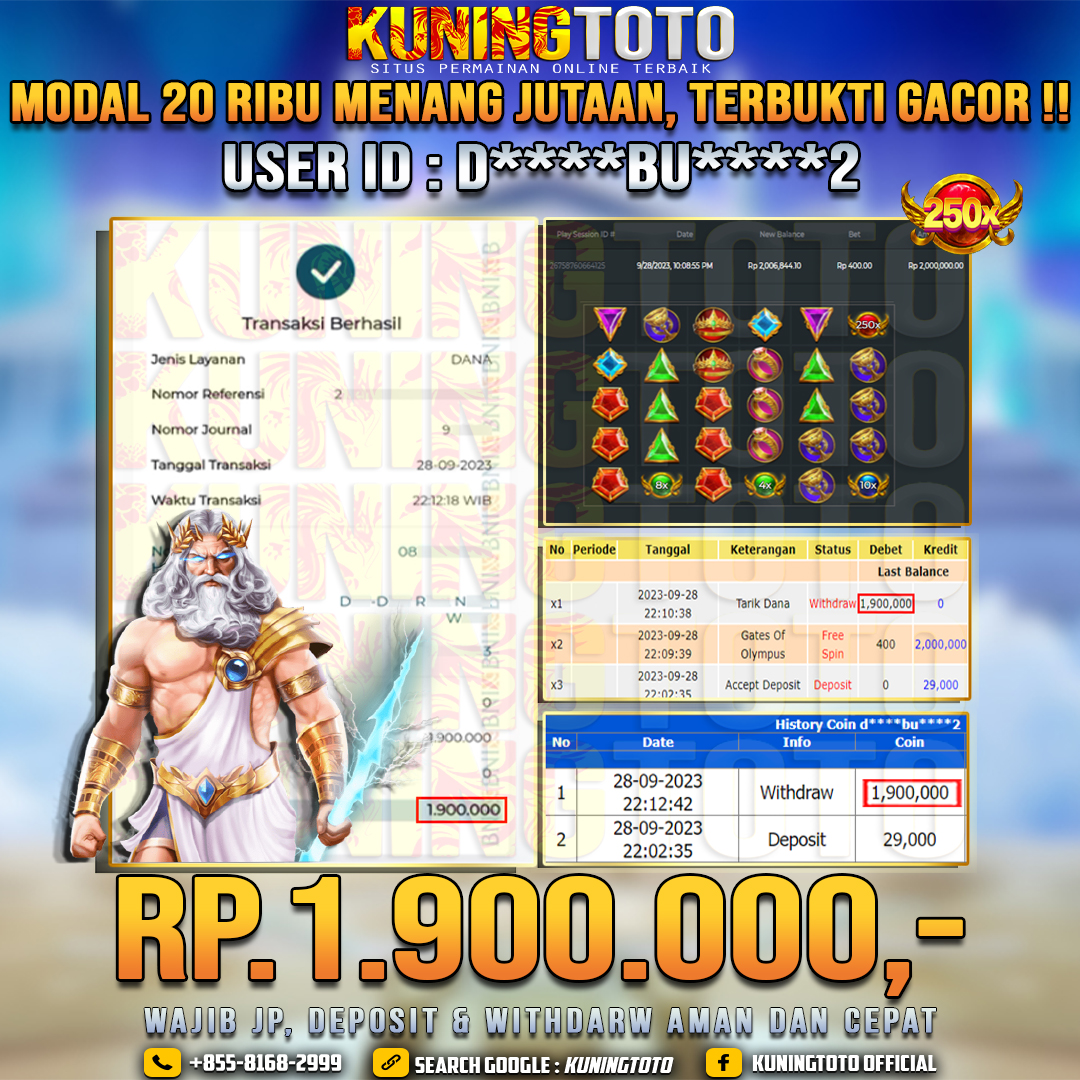 Bukti JP Slot Member KUNING TOTO 28 September 2023 Gates Of Olympus