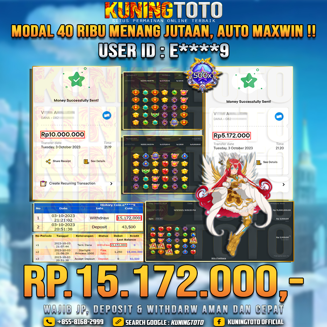 Bukti JP Slot Member KUNING TOTO 03 Oktober 2023 Starlight Princess 1000