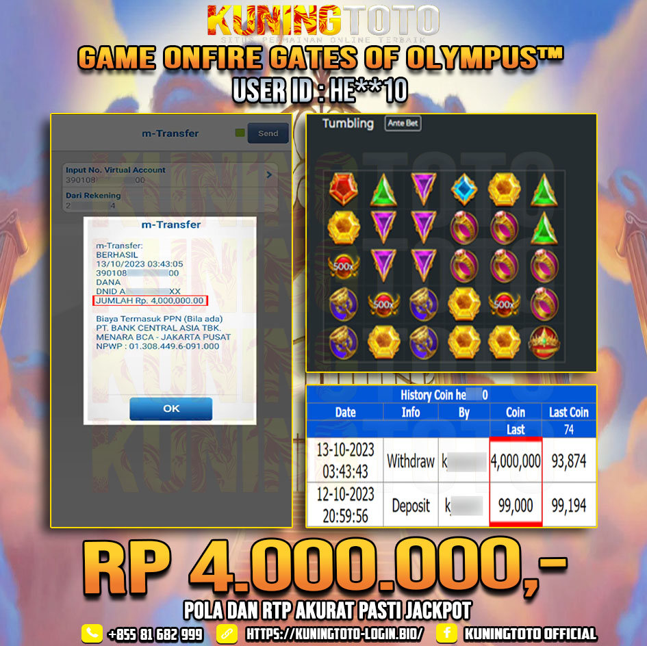 Bukti JP Slot Kuning toto 13 OKTOBER 2023 Gates Of Olympus