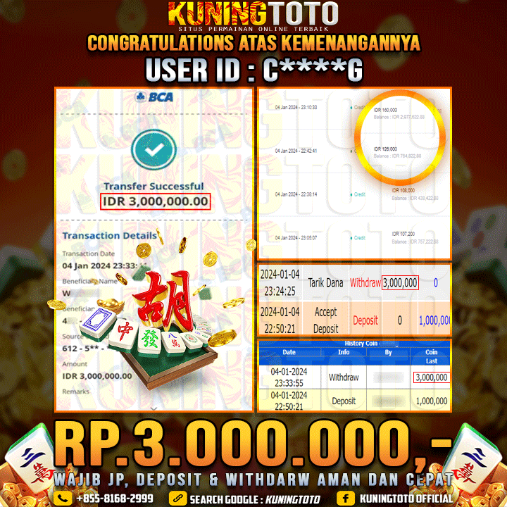 Bukti JP Slot Kuning toto 03 Januari 2024 Mahjong ways 1 Gacor