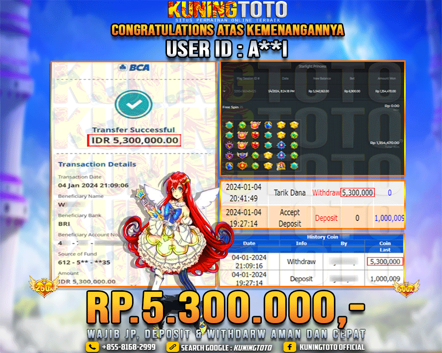 Bukti JP Slot Kuning toto 04 Januari 2024 Starlight Princess Gacor