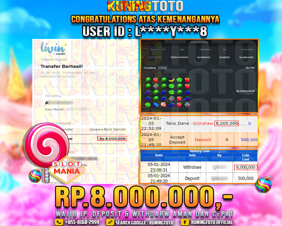 Bukti JP Slot Kuning toto 05 Januari 2024 Sweet Slot Mania Gacor