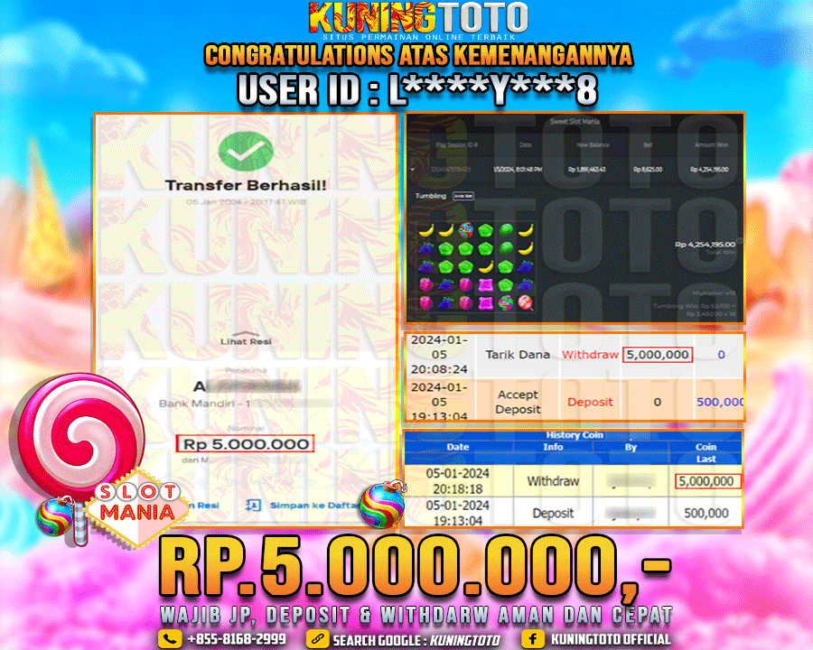 Bukti JP Slot Kuning toto 05 Januari 2024 Sweet Slot Mania Gacor