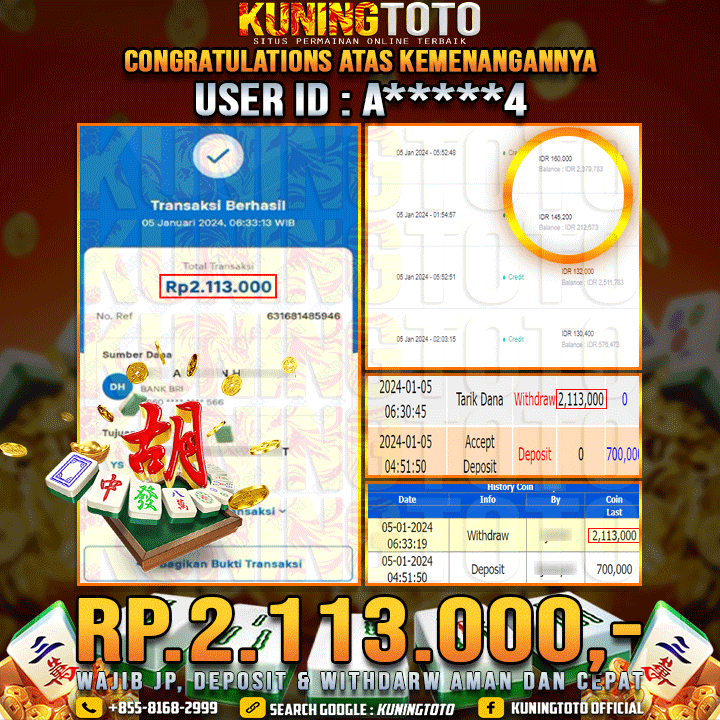 Bukti JP Slot Kuning toto 05 Januari 2024 Mahjong ways 1 Gacor