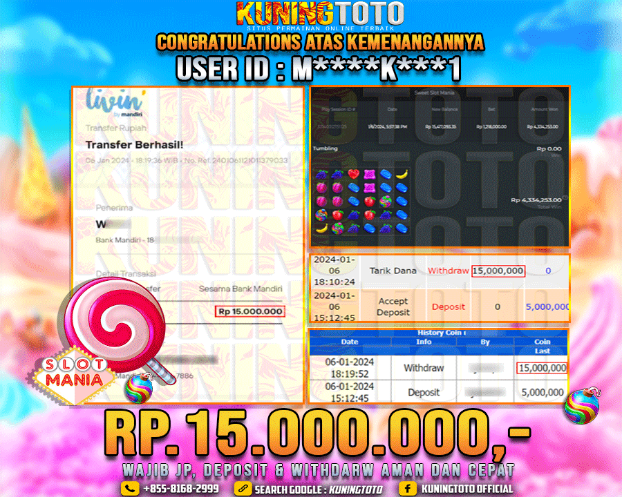 Bukti JP Slot Kuning toto 06 Januari 2024 Sweet Slot mania Gacor