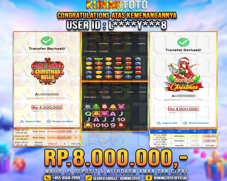 Bukti JP Slot Kuning toto 07 Januari 2024 Ding!dong! Christmas bell