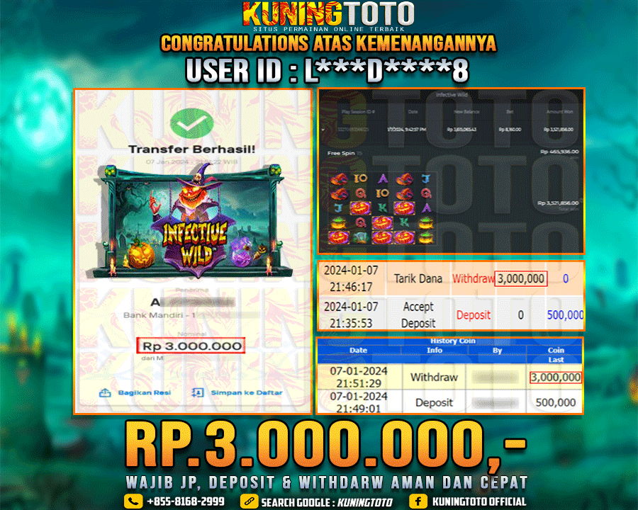 Bukti JP Slot Kuning toto 07 Januari 2024 Infective Wild