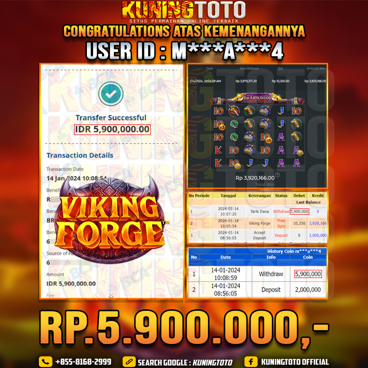 Bukti JP Slot Kuning toto 14 Januari 2024 Viking Forge