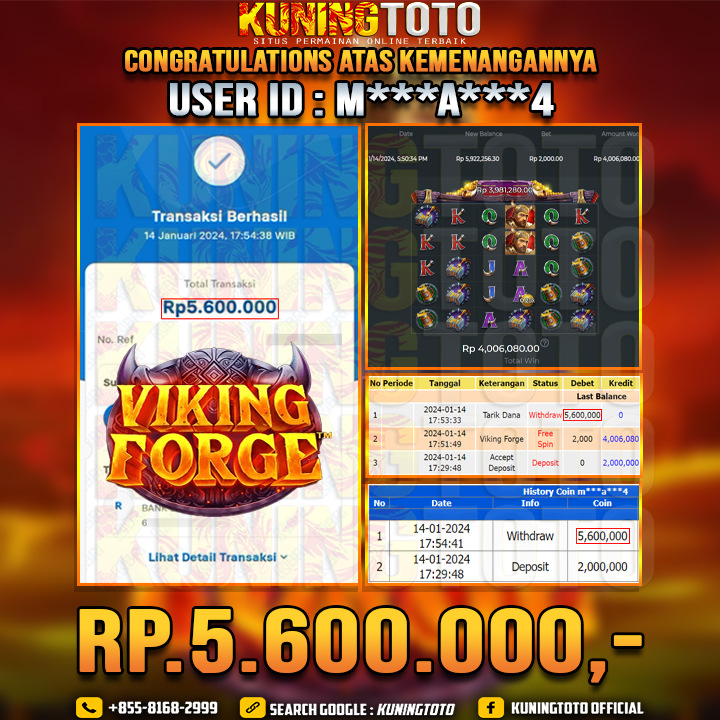 Bukti JP Slot Kuning toto 14 Januari 2024 Viking Forge