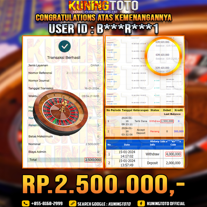 Bukti JP Slot Kuning toto 15 Januari 2024 Roulette