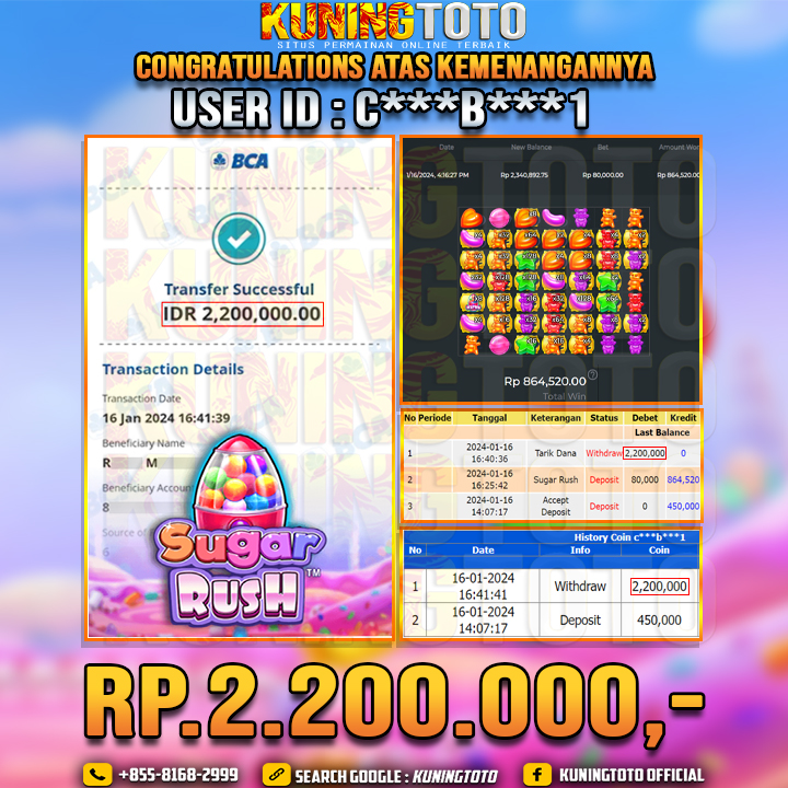 Bukti JP Slot Kuning toto 16 Januari 2024 Sugar rush 