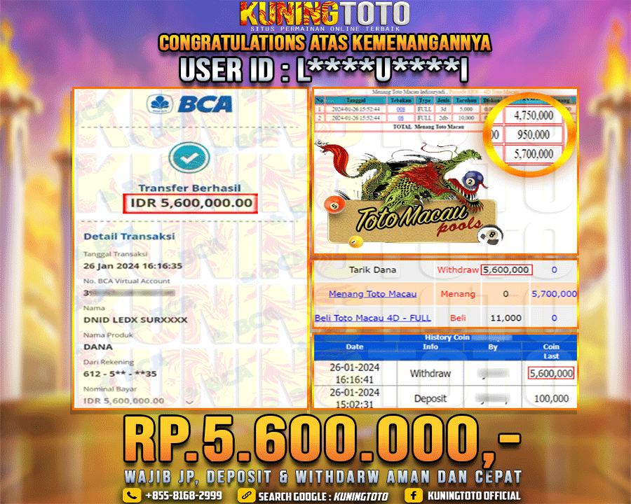 Bukti JP Togel KUNING TOTO 24 Januari 2024 Toto Macau 2D 3D 