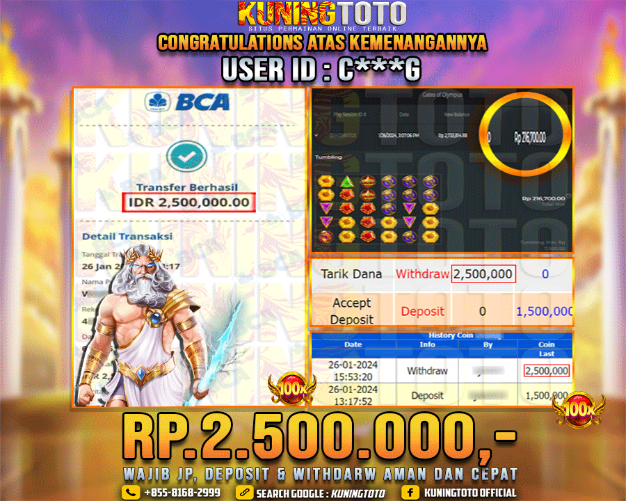 Bukti JP Slot Kuning toto 26 Januari 2024 Gate of Olympus 